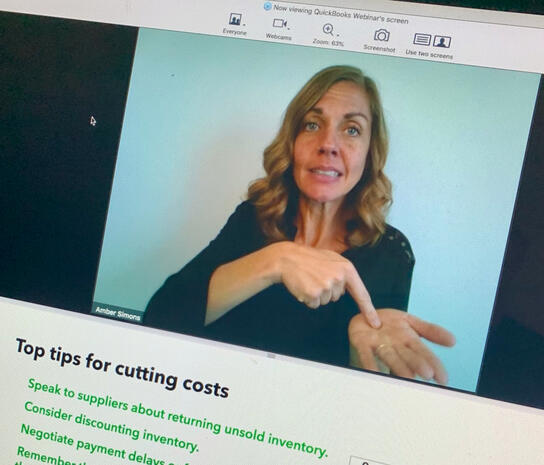 webinar virtual interpreter with slide deck screen share.